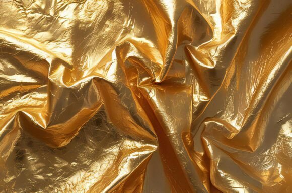 A Shiny Gold Fabric with a Crease Texture