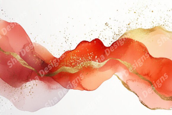 Abstract Red and Gold Ink for Creative Wall Designs
