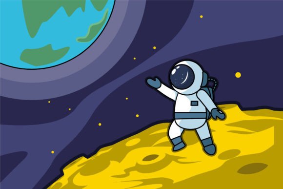 Astronaut at Moon and Miss Earth Vector