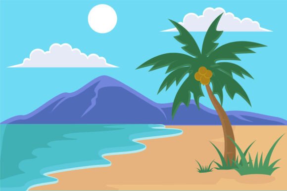 Beach or Island Landscaped Vector