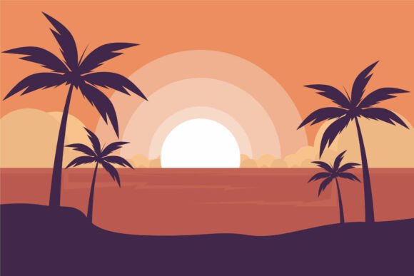 Beach or Paradise Modern Vintage Vector