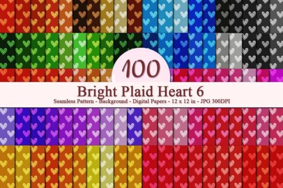 Bright Plaid Heart 6 Seamless Pattern: A Versatile Digital Design for Creative Businesses