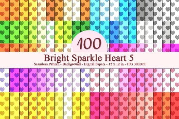 Bright Sparkle Heart 5 Seamless Pattern