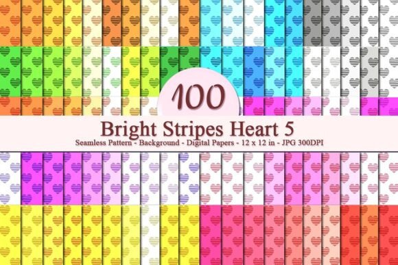 Bright Stripes Heart 5 Seamless Pattern: A Versatile Digital Design for Creative Businesses
