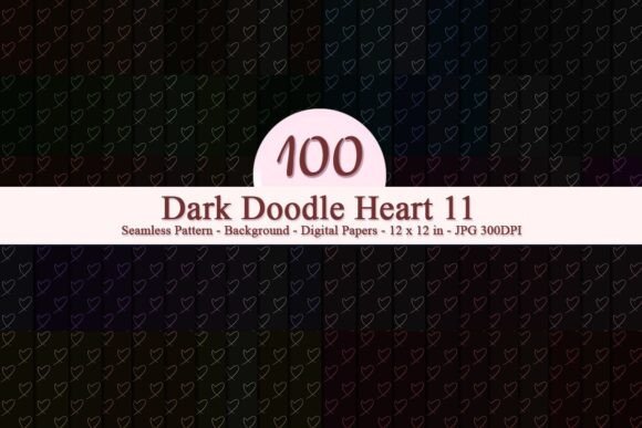 Dark Doodle Heart 11 Seamless Pattern: A Versatile Digital Design for Creative Projects