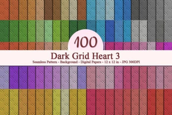 Dark Grid Heart 3 Seamless Pattern: A Versatile Digital Design for Creative Projects