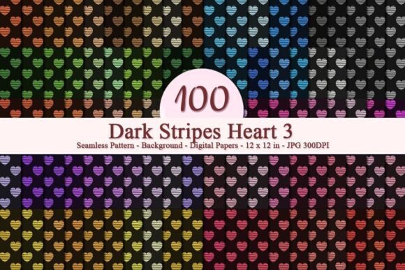 Dark Stripes Heart 3 Seamless Pattern: A Versatile Digital Design for Creative Projects