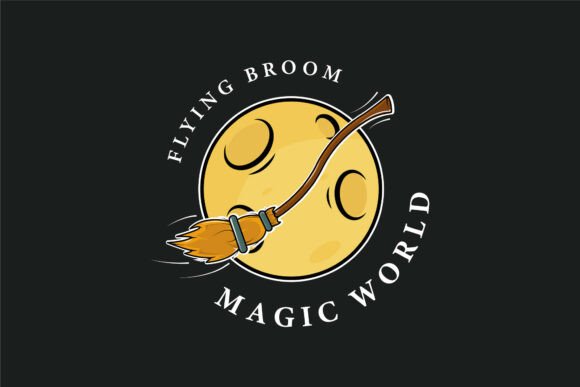 Flying Broom Logo Vector Design