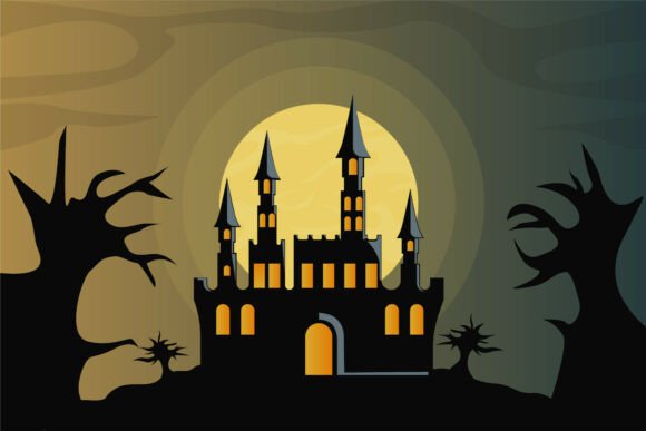 Halloween Castle Horror Landscaped: A Spooky Design for All Occasions