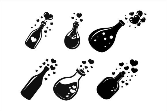 Heart Bubbles Bottle Vector Icon Bundle: A Versatile Tool for Creative Projects