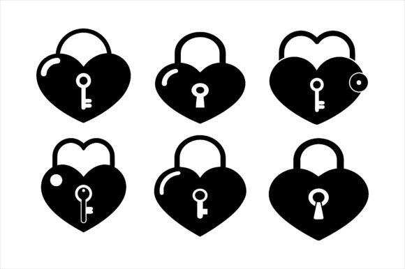 Heart Padlock with Key Icon Bundle: A Versatile Design for All Your Creative Needs