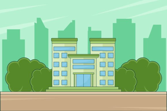 Hotel Building Landscaped Vector Design: A Modern Approach to Travel Accommodation Graphics