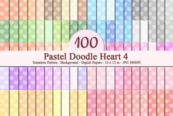 Pastel Doodle Heart 4 Seamless Pattern