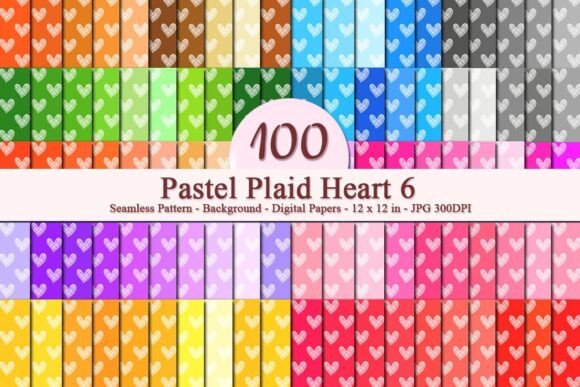 Pastel Plaid Heart 6 Seamless Pattern: A Versatile Digital Design for Modern Creatives