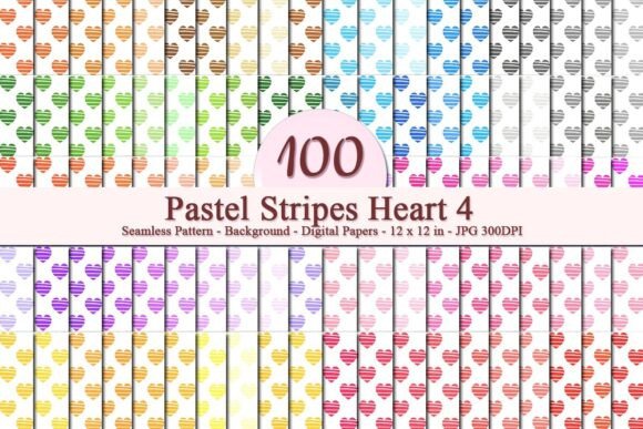 Pastel Stripes Heart 4 Seamless Pattern