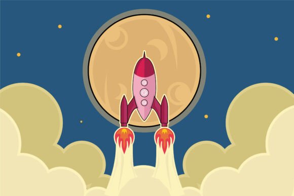 Rocket Launch into Space Moon Vector