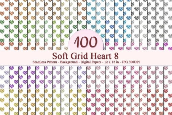 Soft Grid Heart 8 Seamless Pattern