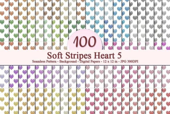 Soft Stripes Heart 5 Seamless Pattern: A Versatile Digital Design for Modern Creativity